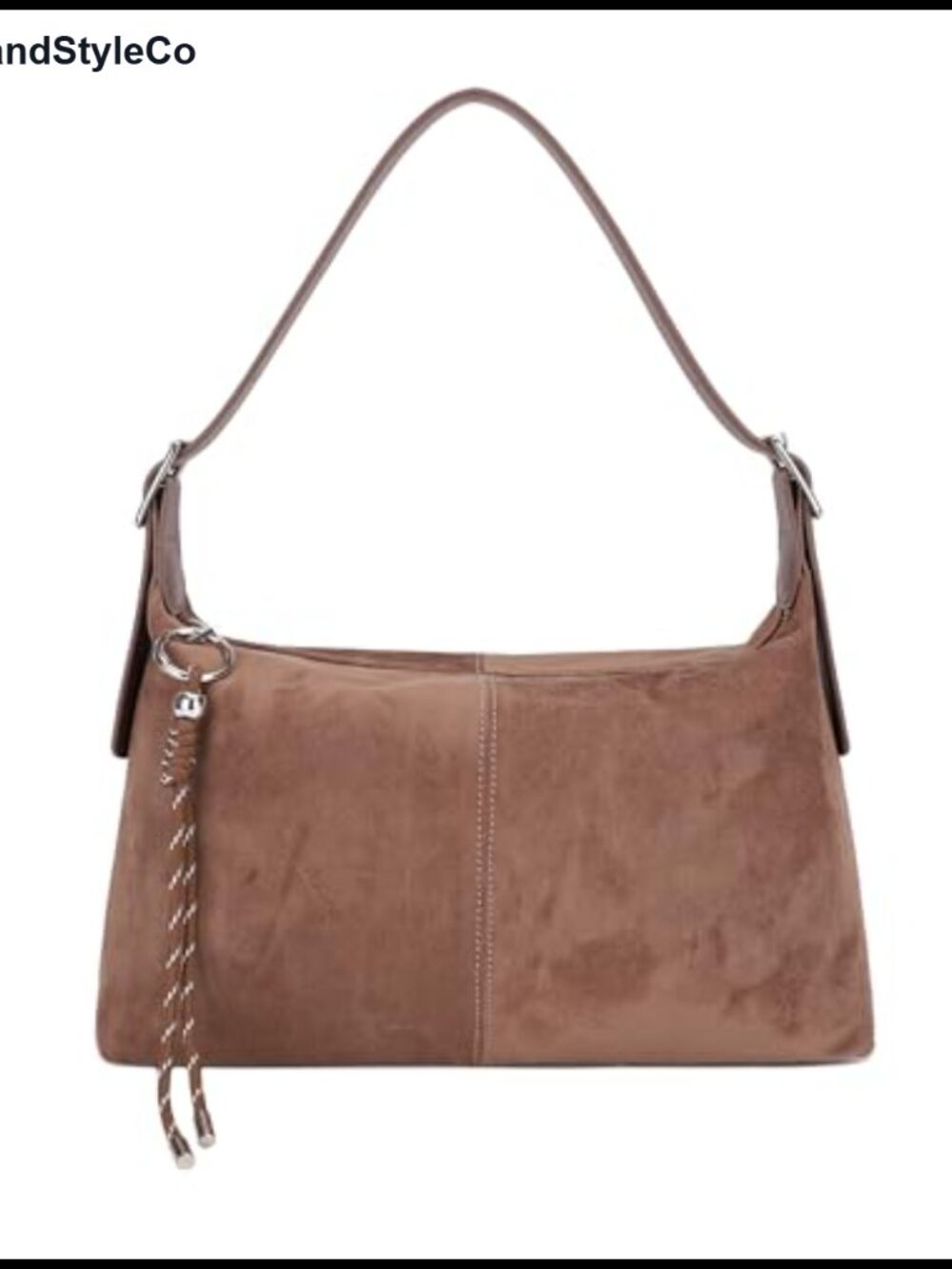 Faux Suede Shoulder Bag Medium Crossbody Purse Dual Straps